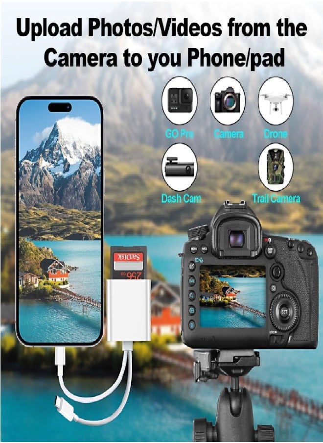 أوكيوز - قارئ بطاقات SD لأجهزة iPhone/iPad، قارئ بطاقات Micro SD بفتحتين متوافق مع iPhone - Image 1