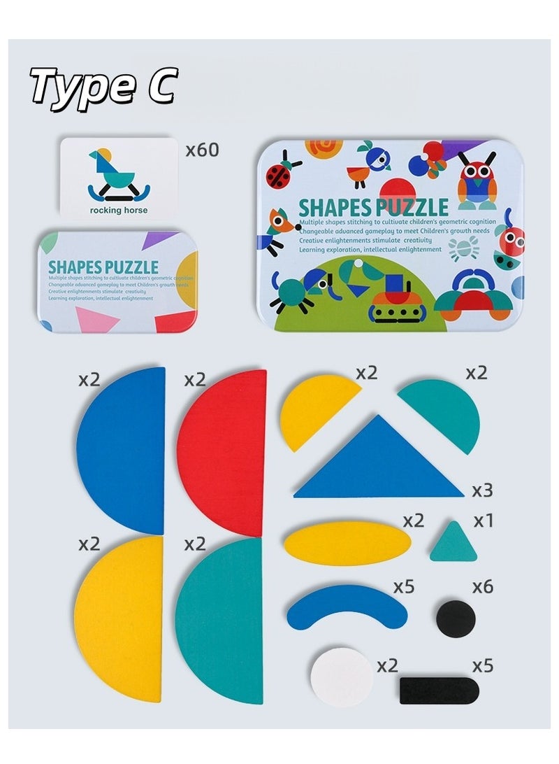 Montessori Wooden Car Puzzle Toy Educational Tangram Toy Kids Puzzle Game For Kindergarten & Home Learning Kids’ Brain Development & Creativity Perfect Gift For Toddlers - Image 2