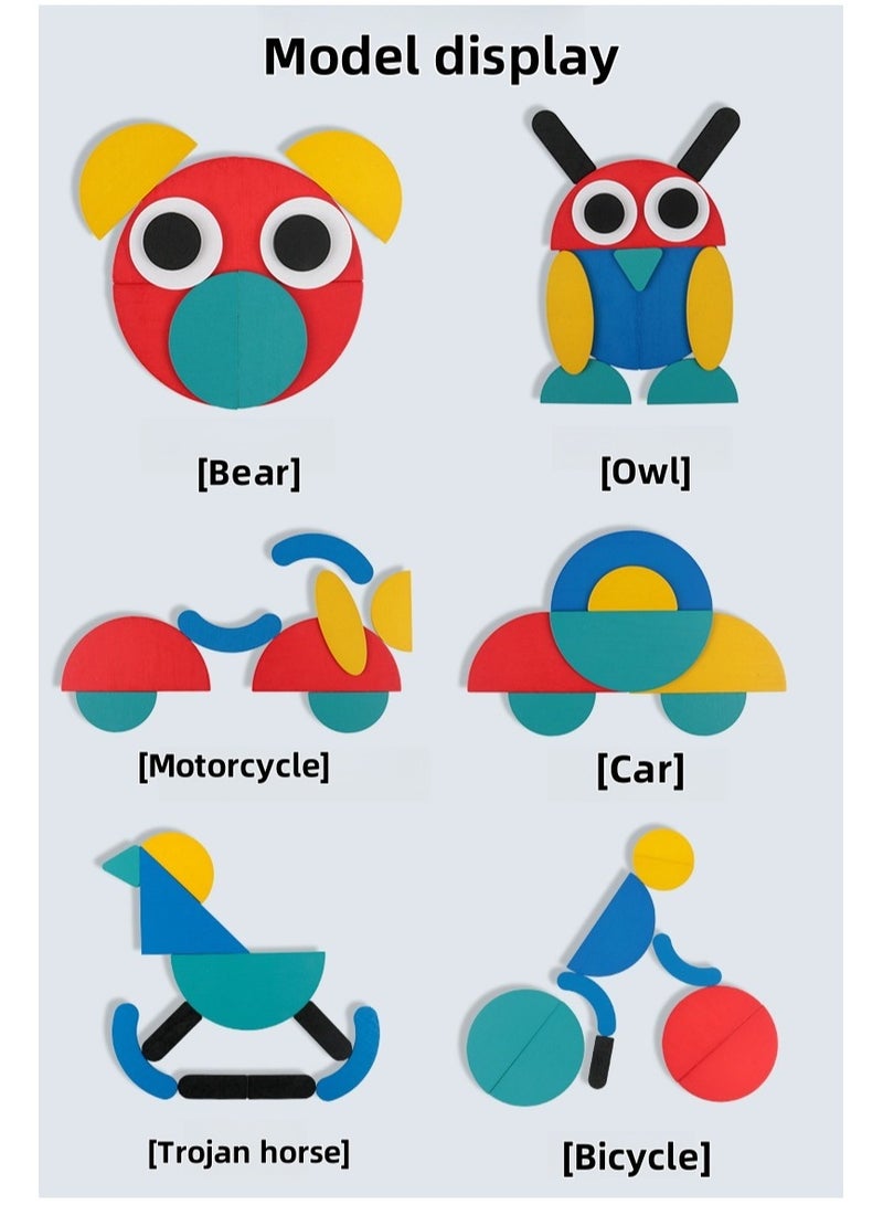 Montessori Wooden Car Puzzle Toy Educational Tangram Toy Kids Puzzle Game For Kindergarten & Home Learning Kids’ Brain Development & Creativity Perfect Gift For Toddlers - Image 3