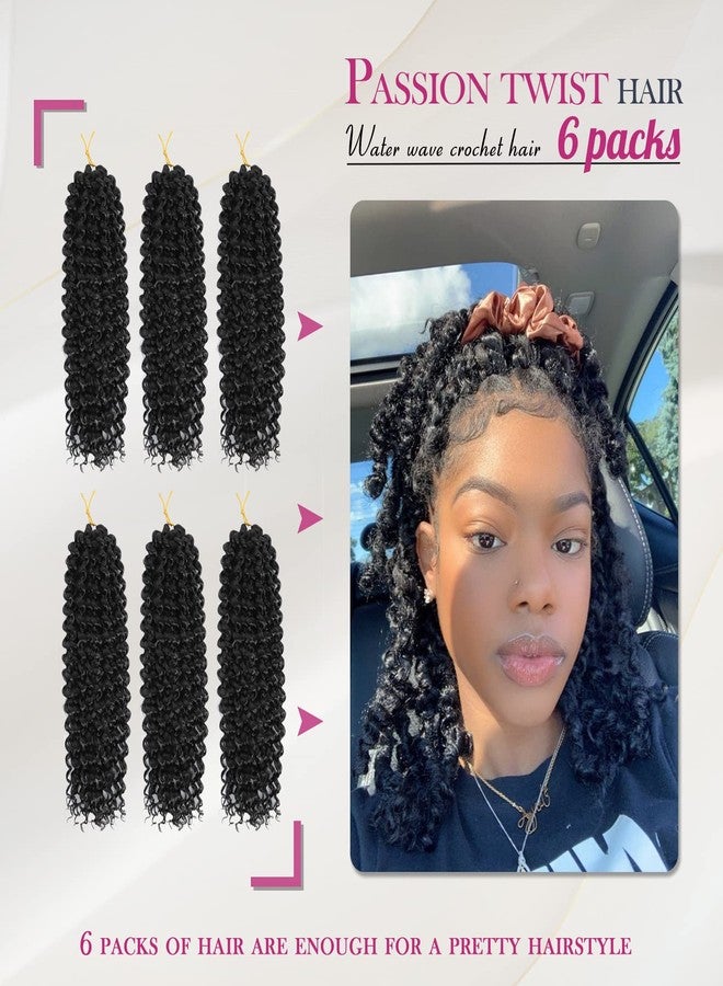 Dansama 6 Packs Passion Twist Hair Water Wave Braiding Hair for Butterfly Style Crochet Braids Bohemian Hair Extensions (12inch, #1B, Economy Pack) - Image 2