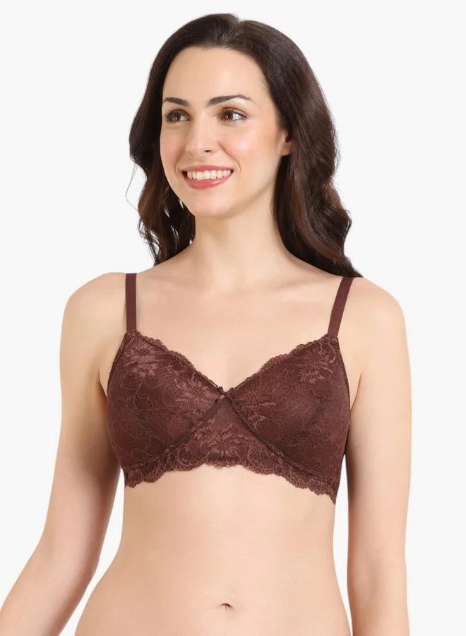 zivame Zivame Lace Detail Demi Bra with Hook and Eye Closure
