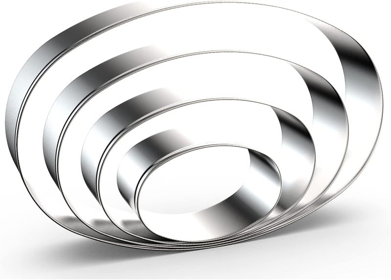 QAAQS Oval Cookie Cutter Set Large - 5 Inch, 4 Inch, 3 Inch, 2 Inch - Geometric Frame Plaque Cookie Cutters Shapes Molds - Stainless Steel - Image 1