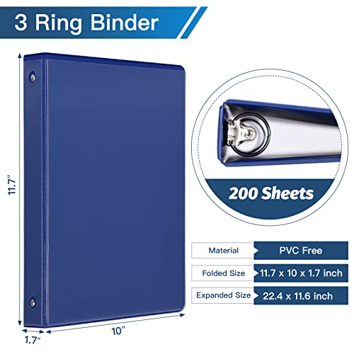SUIN 1-inch 3 Ring Binder with 2 Interior Pockets, 1'' Basic Binders Holds US Letter Size 8.5'' x 11'' Paper - Versatile Binders for Office, Home, and School Use, 6 Pack (6-Color Assorted) - Image 2