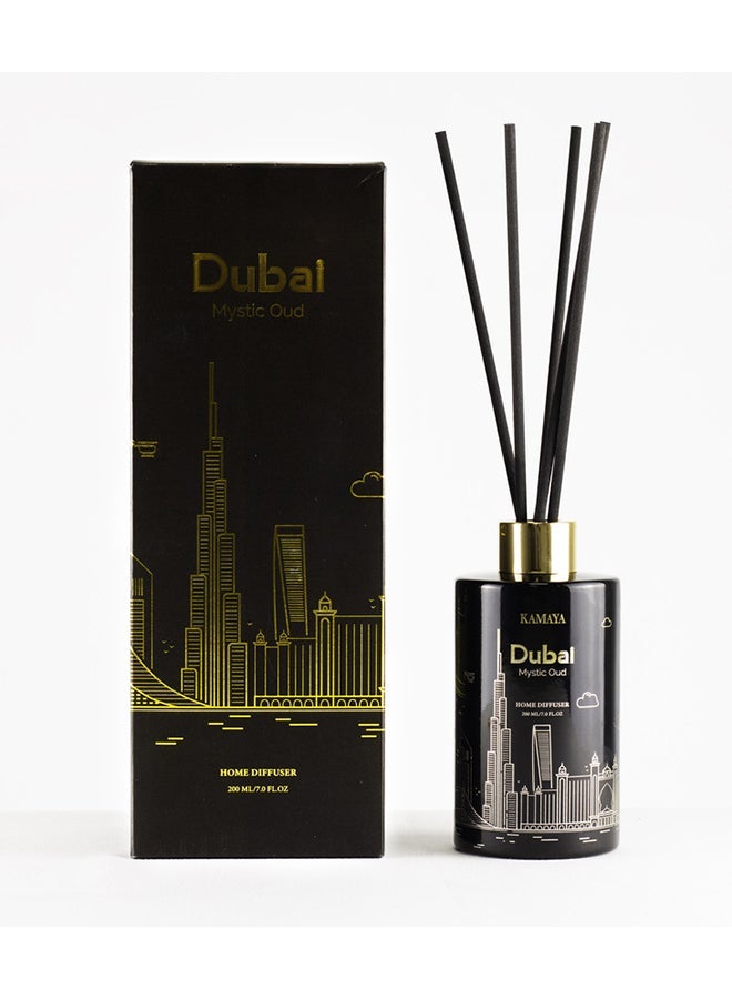 KAMAYA Skyline Collection Dubai Mystic Oud 200ml Reed Diffuser | DUBAI Skyline Glass Bottle with Reeds - Image 2