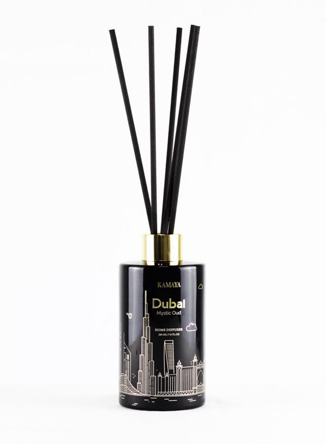 KAMAYA Skyline Collection Dubai Mystic Oud 200ml Reed Diffuser | DUBAI Skyline Glass Bottle with Reeds - Image 3