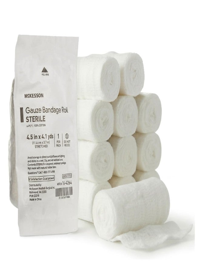 McKesson 12 Pack Sterile Gauze Roll Bandages, 4.5 in x 4.1 Yards, 6-ply Premium Medical Supplies & First Aid Supplies, Bandage Wrap Vet Wrap - Image 1