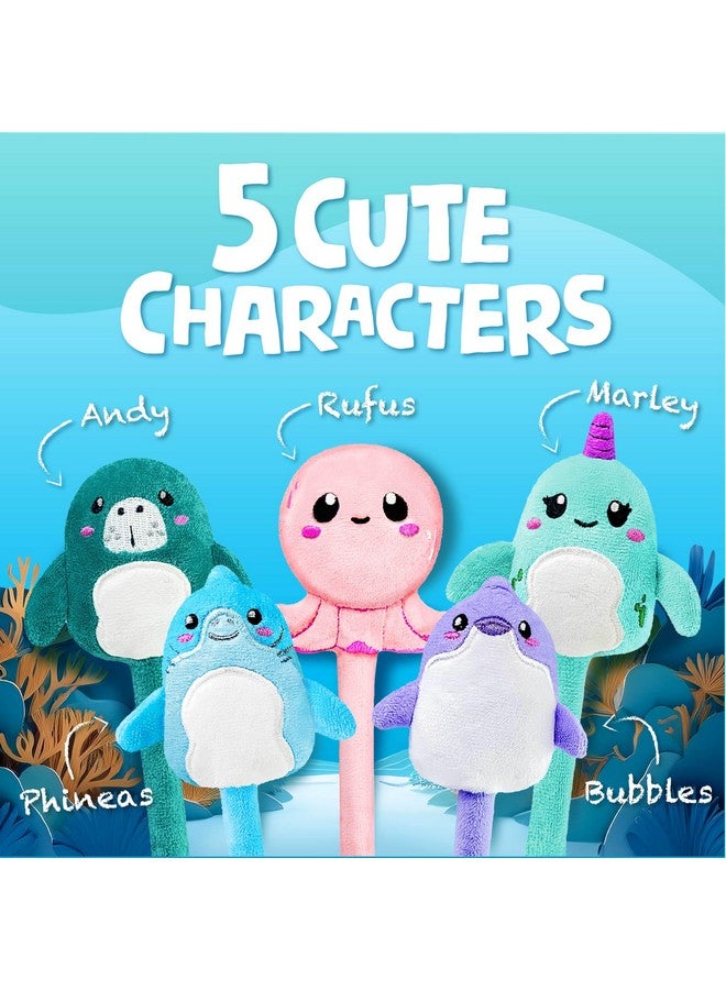 BUNMO Stocking Stuffers for Girls - Plush Pens 5 Pack - 10 Scented & Glittery Refills - Stocking Stuffers for Kids Teens Tweens - Fun Pens for Kids - Stuffed Animals for Girls Kawaii Stationery - Image 3