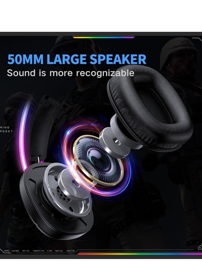أونيكوما سماعة ألعاب X33 بمنفذ USB/Type-C - ميكروفون مُخفِّض للضوضاء - إضاءة RGB رائعة - وحدة تحكم للجسم - وحدة مكبر صوت 50 مم - وسائد أذن مريحة - للهواتف المحمولة، وأجهزة الكمبيوتر، وأجهزة ، وأجهزة PS 4/5 | أسود  - Image 3