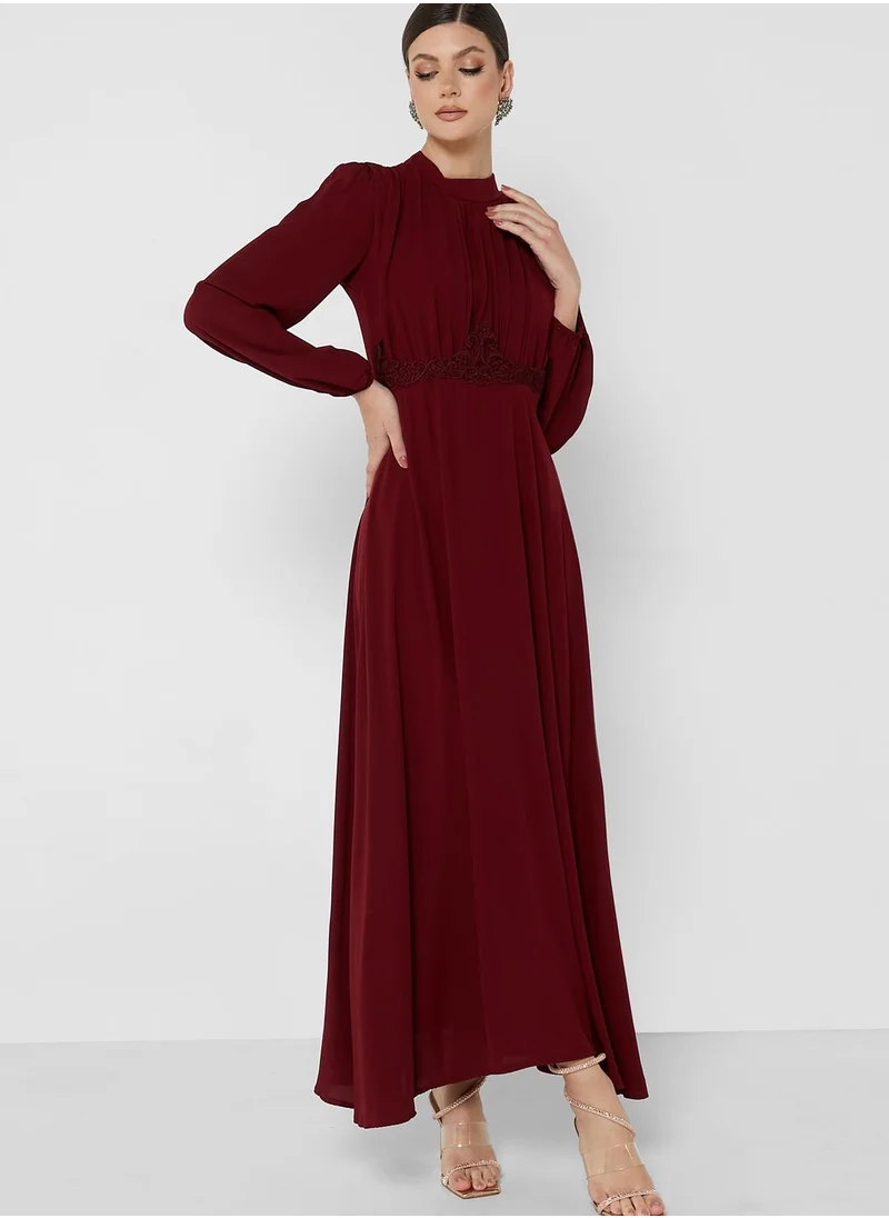 Khizana Solid Pleated Front Dress