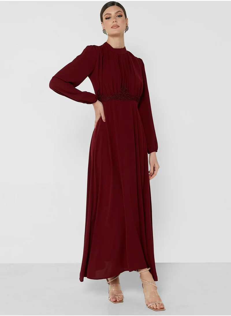 Khizana Solid Pleated Front Dress