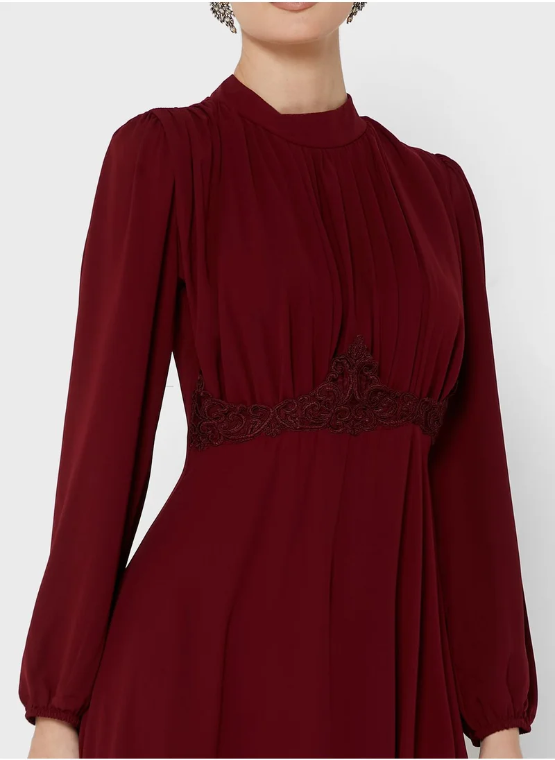 Khizana Solid Pleated Front Dress