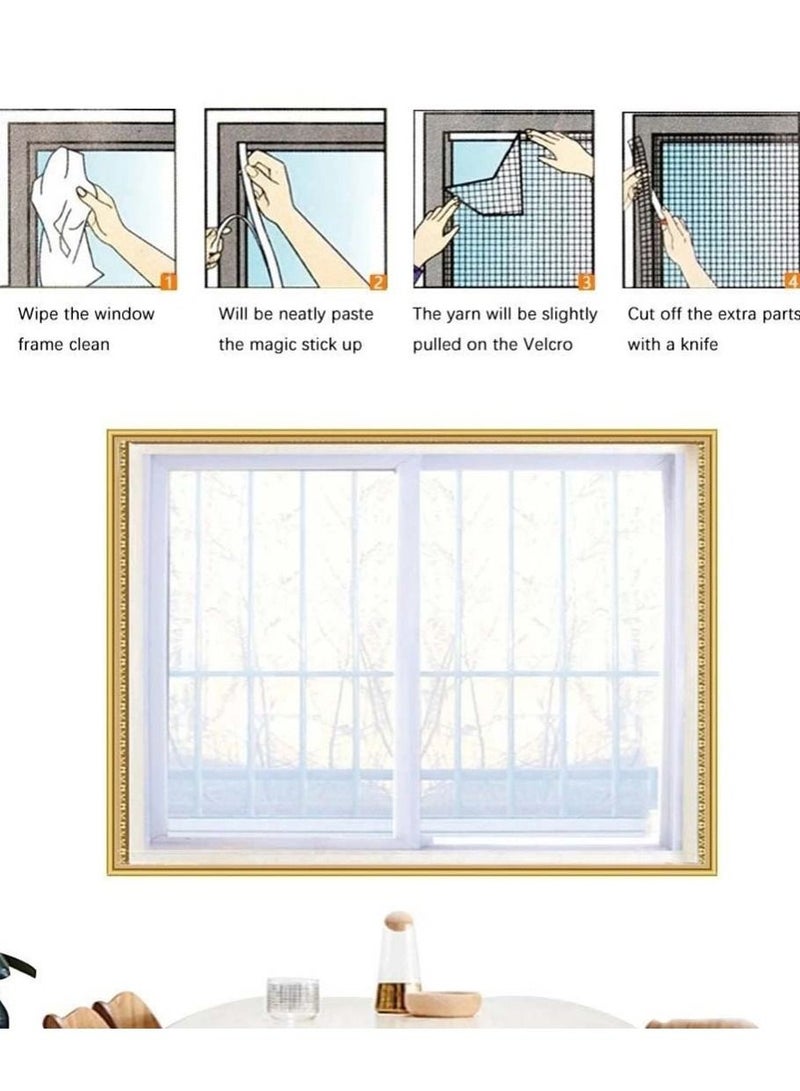 NIBEMINENT Self-adhesive Window Screen Anti Mosquito Net Adjustable DIY Fly Mesh Insect Netting Bug Bee Protector With Sticky Tape for most Windows 100X150cm - Image 4