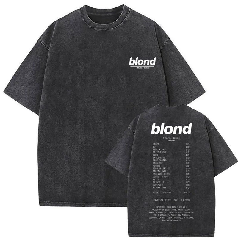 Washed Vintage Frank Fashion T-Shirts Blond Self Control Gra - Image 1