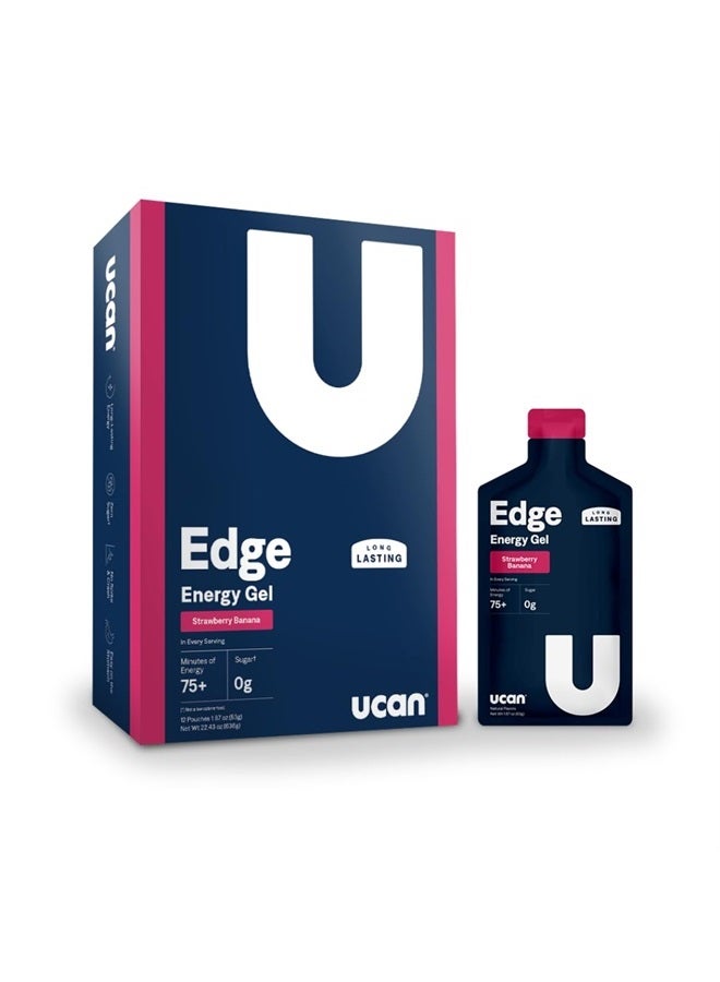 UCAN Edge Energy Gel Shots, Strawberry Banana (12, 2 Ounce Packets) for Running, Training, Workouts, Fitness, Cycling, Crossfit | Sugar-Free, Vegan, & Keto Friendly Energy Supplement - Image 1