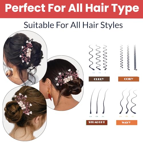 TEMPERIA Hair Accessories For Women's & Girls - Stylish Artificial Flowers & Crystal Pearls Bun Juda Bridal Brooch for Hairstyle & Decoration - Pins & Clips for Style of Bride (Pink & White) - Image 5