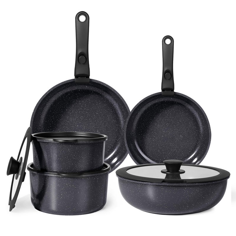 GiPP Ceramic Pots and Pans Set Non Stick, 11 Piece Nonstick Detachable Handle Cookware Sets, Non Toxic Induction Kitchen Pot and Pan with Removable Handle, Healthy RV Cookware, Dishwasher ï¼†Oven Safe - Image 1