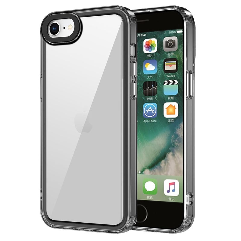 ZAPCASE Back Case Cover for iPhone SE 2020 | Compatible for iPhone SE 2020 Back Cover | Camera Protection | (TPU + PC | Translucent Black) - Image 1