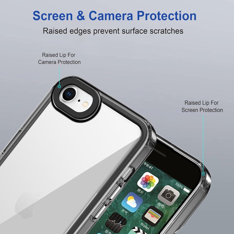 ZAPCASE Back Case Cover for iPhone SE 2020 | Compatible for iPhone SE 2020 Back Cover | Camera Protection | (TPU + PC | Translucent Black) - Image 4