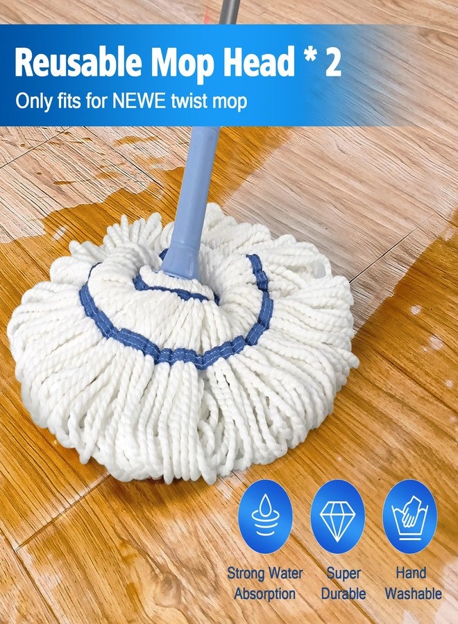 NEWE 2 Packs Self Wringing Mop Head Replacement, Twist Mop Refills for Cleaning Wood, Hardwood, Tile, Marble Floor - Image 2