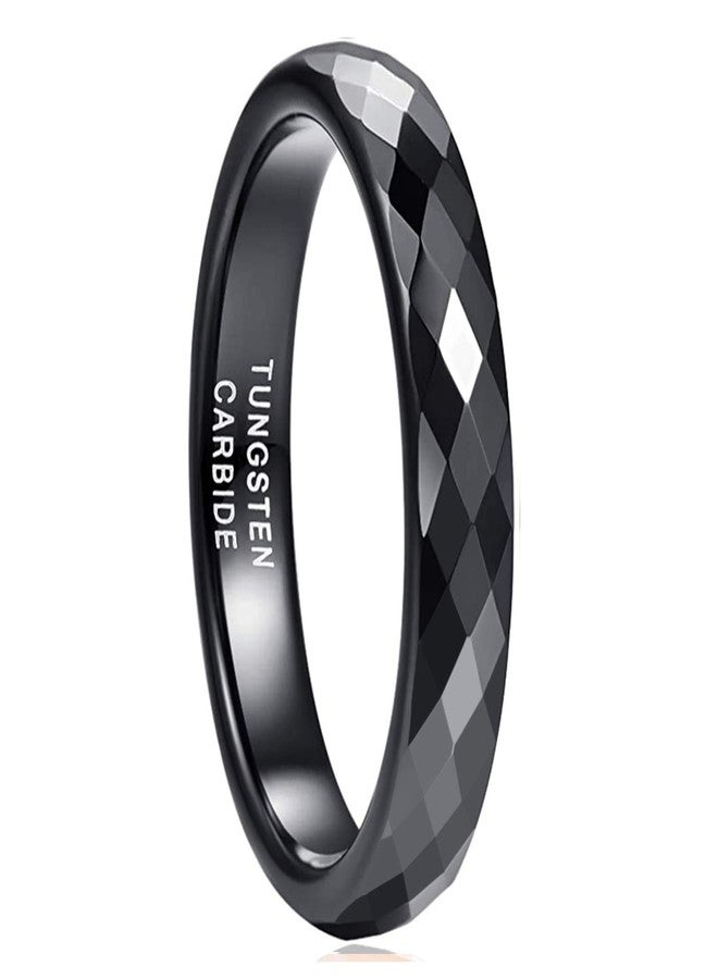 Greenpod 4MM Black Tungsten Carbide Promise Rings Faceted Edge Dome Polished Wedding Band Ring for Women Size 7 - Image 1