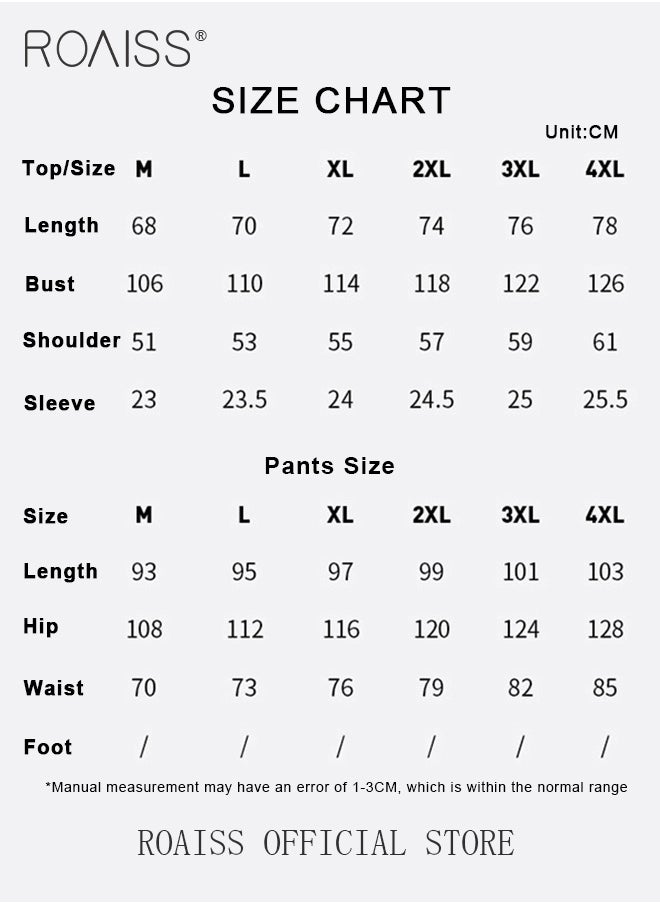 roaiss - 2 Pcs Unisex Casual Sportswear Set for Couples with Stylish Printed Design Short Sleeve T-Shirt and Loose-Fit Pants Combo Skin Friendly Fabric Soft and Breathable - Image 1