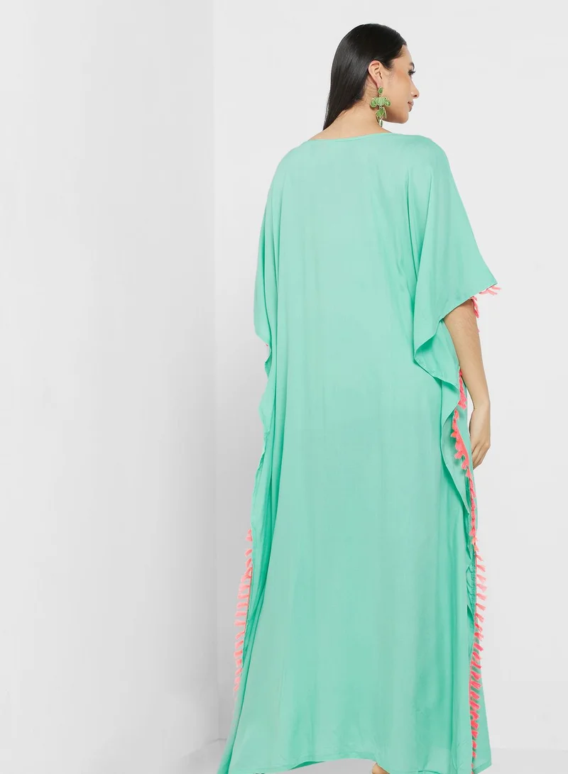 ARABIAN CLOSET Embroidered Flared Sleeve Kaftan