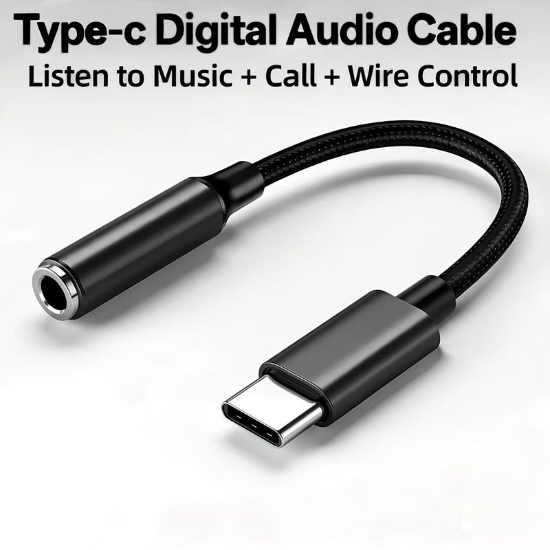 أسود محول USB-C إلى 3.5 مم صوتي لهواتف أندرويد للموسيقى - Image 1
