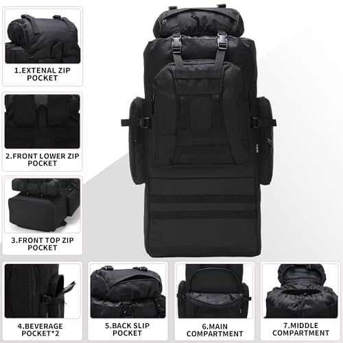 King'sGuard 100L Camping Hiking Backpack Molle Rucksack Military Camping Backpacking Daypack - Image 3