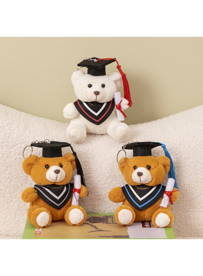 Graduation Doctor Hat Bear Pendant School Florist Graduation Ceremony Commemorative Gift Plush Toy Teddy Bear Doll-Specifications:Blue Collar Brown Bear-Color:About 10cm - Image 3
