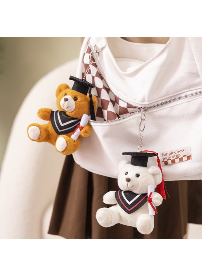 Graduation Doctor Hat Bear Pendant School Florist Graduation Ceremony Commemorative Gift Plush Toy Teddy Bear Doll-Specifications:Blue Collar Brown Bear-Color:About 10cm - Image 4