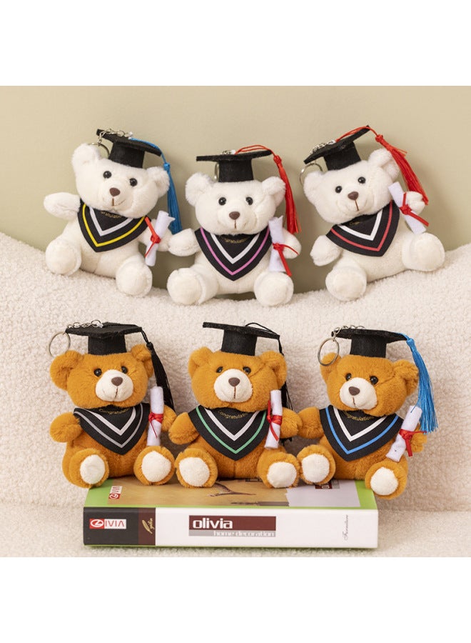 Graduation Doctor Hat Bear Pendant School Florist Graduation Ceremony Commemorative Gift Plush Toy Teddy Bear Doll-Specifications:Blue Collar Brown Bear-Color:About 10cm - Image 2