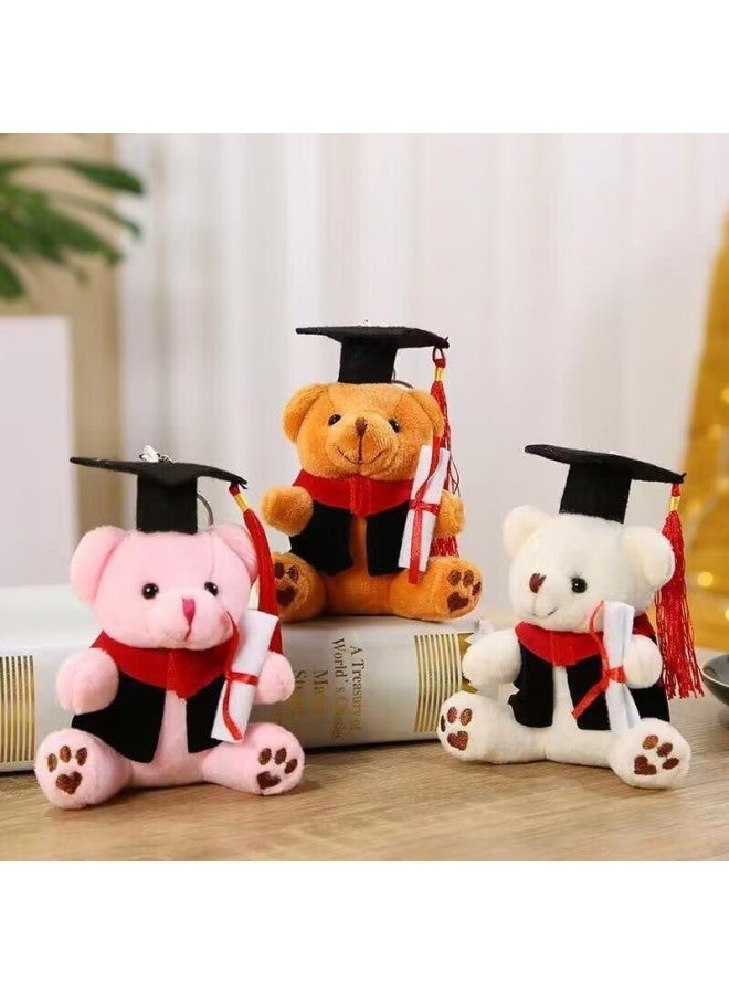 Graduation Doctor Hat Bear Pendant School Florist Graduation Ceremony Commemorative Gift Plush Toy Teddy Bear Doll-Specifications:Blue Collar Brown Bear-Color:About 10cm - Image 1