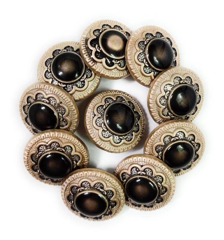 Generic Metal Round Shape Coat Buttons (Golden & Black - 1.6 Cm)