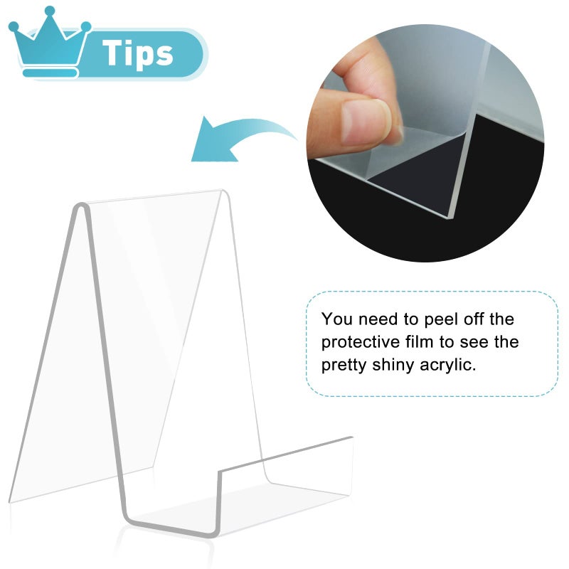 trophable 10 Pack Acrylic Book Stand Thickened Clear Book Display Easel Holder for Displaying Tablets Newspaper Magazines Notebooks Textbooks CDs (Clear-Large+Small) - Image 2