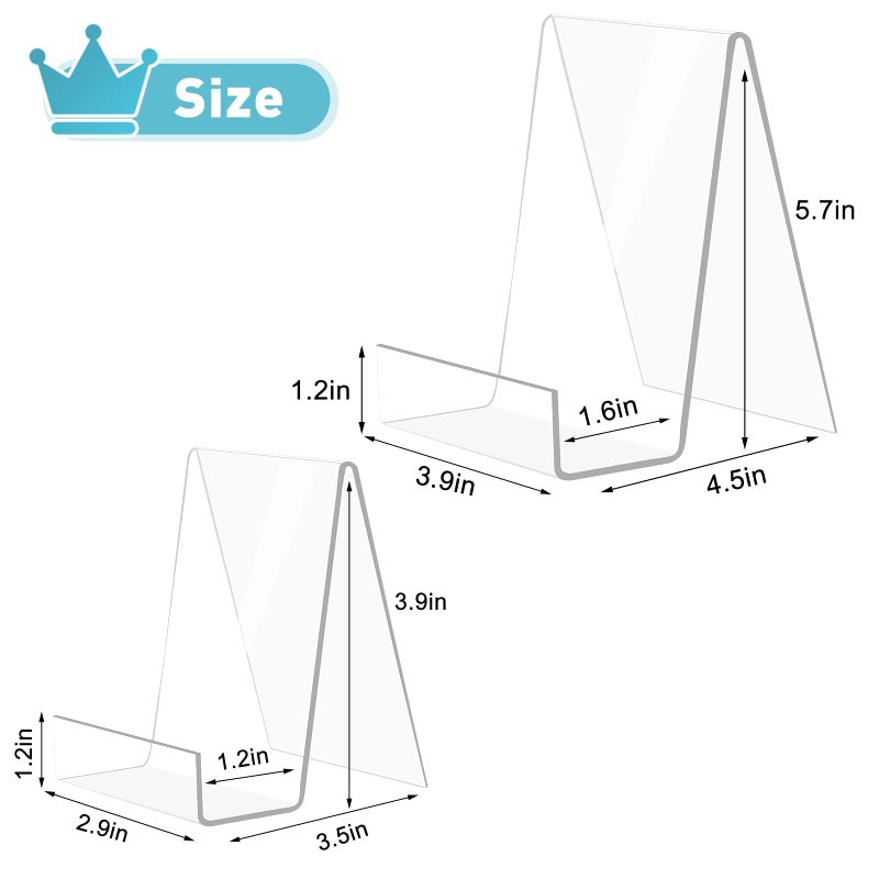 trophable 10 Pack Acrylic Book Stand Thickened Clear Book Display Easel Holder for Displaying Tablets Newspaper Magazines Notebooks Textbooks CDs (Clear-Large+Small) - Image 4
