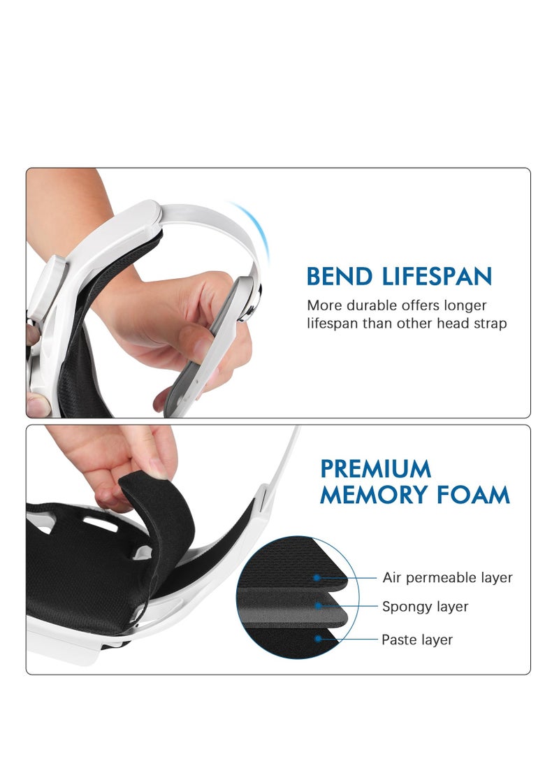 Generic Adjustable Elite Head Strap for Meta Quest 2 & 3 with Battery Holder, Compatible with Oculus Quest 2 & 3, Enhances Comfort and Reduces Face Pressure (White)  - Image 4