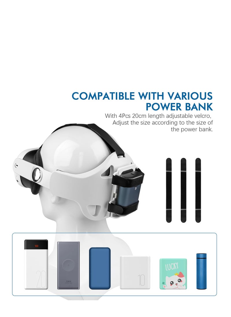 Generic Adjustable Elite Head Strap for Meta Quest 2 & 3 with Battery Holder, Compatible with Oculus Quest 2 & 3, Enhances Comfort and Reduces Face Pressure (White)  - Image 5