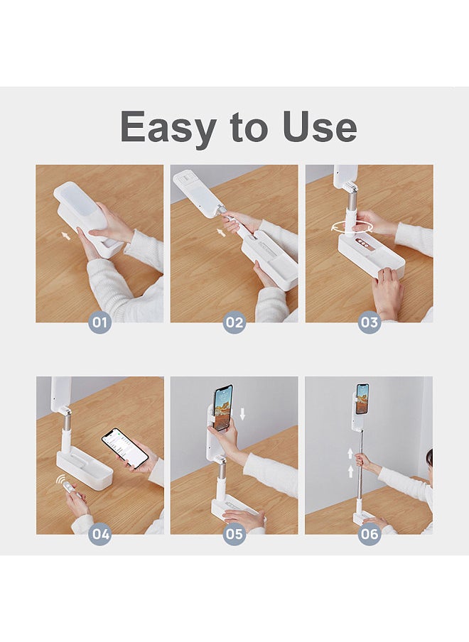 Beauenty - Portable Foldable Desktop Smartphone Stand Phone Bracket 130cm Max. Height with 360° Rotatable Phone Holder LED Fill-in Lights Remote Shutter for Live Streaming Online Chatting Video Recording Reading - Image 1