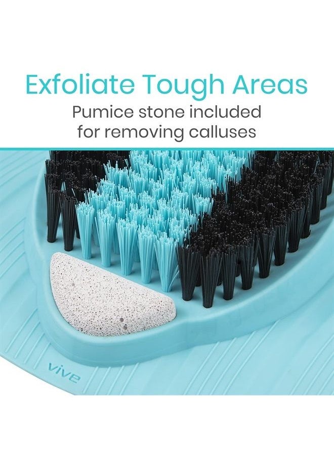 VIVE - Foot Scrubber for Use in The Shower - Feet Cleaner for Dead Skin with Pumice Stone - Massager and Brush Exfoliating - Callus Remover, Improve Circulation and Relieves Pain - Nonslip Suction Cups - Image 1