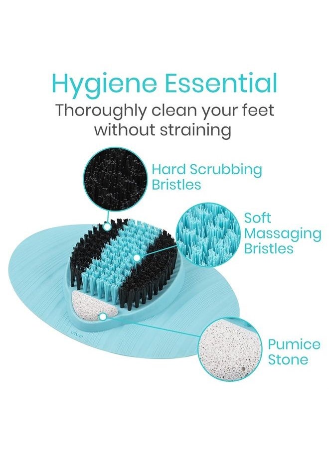 VIVE - Foot Scrubber for Use in The Shower - Feet Cleaner for Dead Skin with Pumice Stone - Massager and Brush Exfoliating - Callus Remover, Improve Circulation and Relieves Pain - Nonslip Suction Cups - Image 1