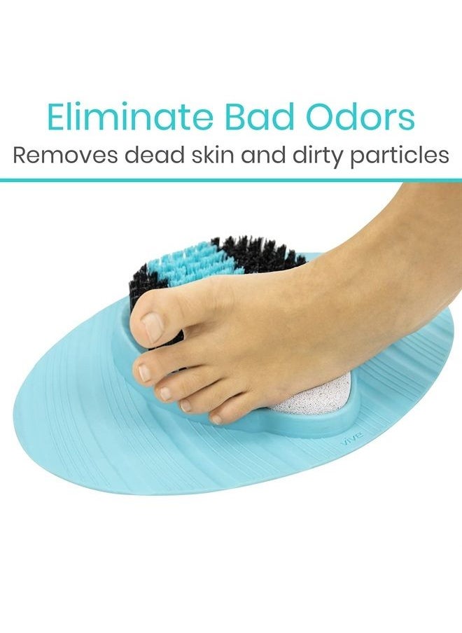 VIVE - Foot Scrubber for Use in The Shower - Feet Cleaner for Dead Skin with Pumice Stone - Massager and Brush Exfoliating - Callus Remover, Improve Circulation and Relieves Pain - Nonslip Suction Cups - Image 1
