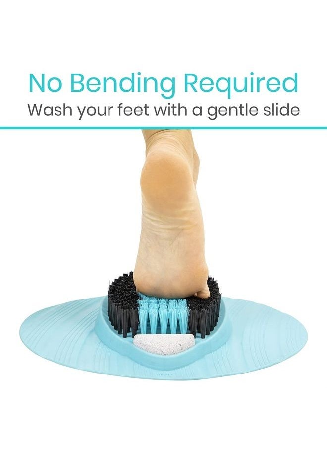 VIVE - Foot Scrubber for Use in The Shower - Feet Cleaner for Dead Skin with Pumice Stone - Massager and Brush Exfoliating - Callus Remover, Improve Circulation and Relieves Pain - Nonslip Suction Cups - Image 1