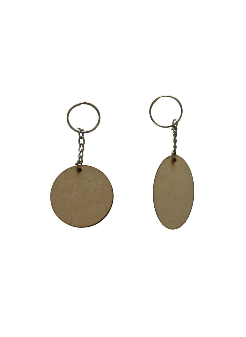 Generic Ecomology Pack of 20 10Round 10Oval 2 Shape Key Chains with Ring 50 x 50 mm It is Suitable for All Type of Craft and Painting Activities Mandala Art MDF Board Suitable for Decoupage  - Image 2