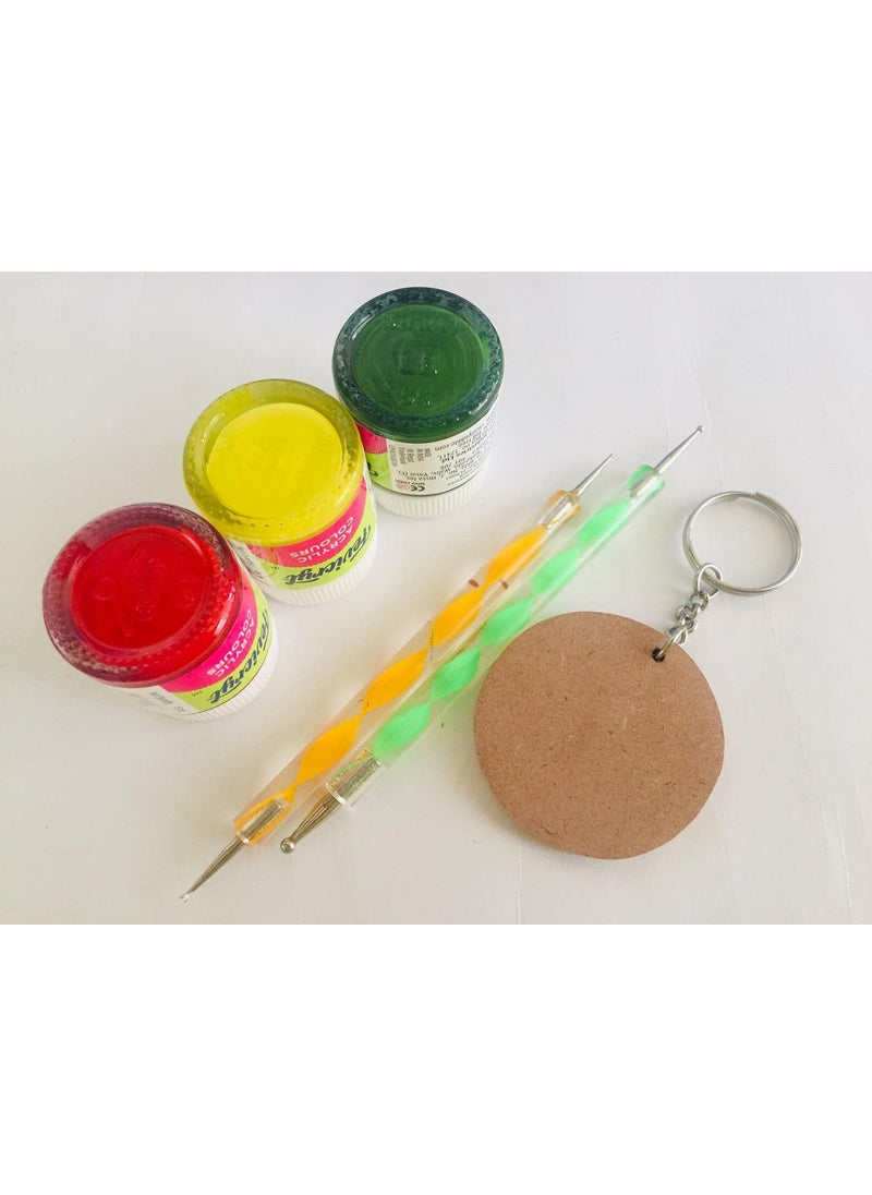 Generic Ecomology Pack of 20 10Round 10Oval 2 Shape Key Chains with Ring 50 x 50 mm It is Suitable for All Type of Craft and Painting Activities Mandala Art MDF Board Suitable for Decoupage  - Image 5