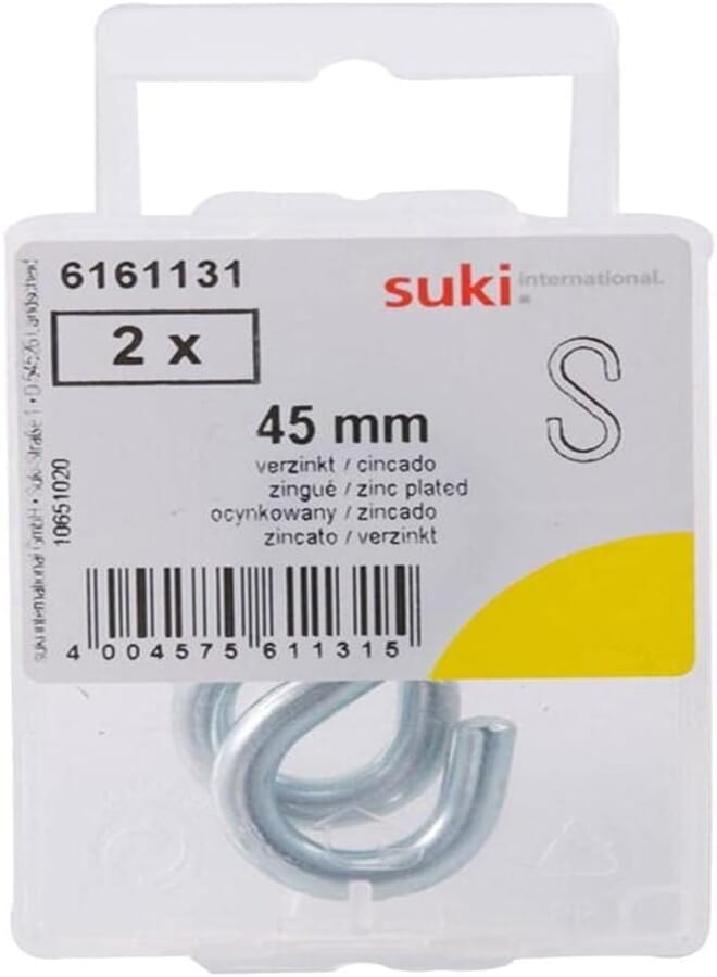 Suki 6161131 S-Hook 5.0 x 45 mm Zinc Plated Steel 2 Pcs