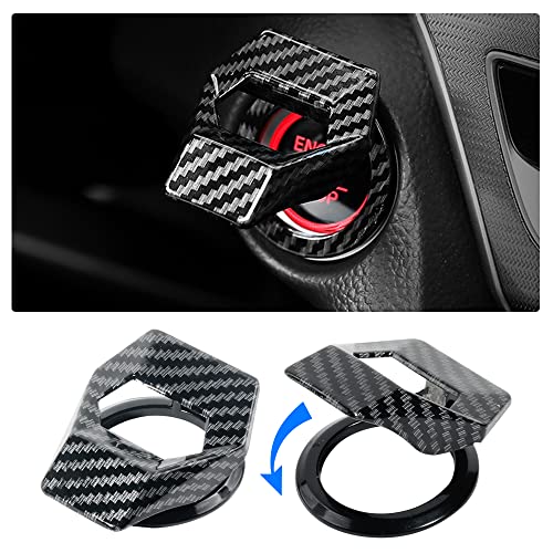VARGTR Universal Engine StartStop Button CoverAluminum Alloy Car Power Control TrimPush to Start Button Cover Key Protective Cover for Civic CRV XRV Challenger Charger CHR Carbon Fiber