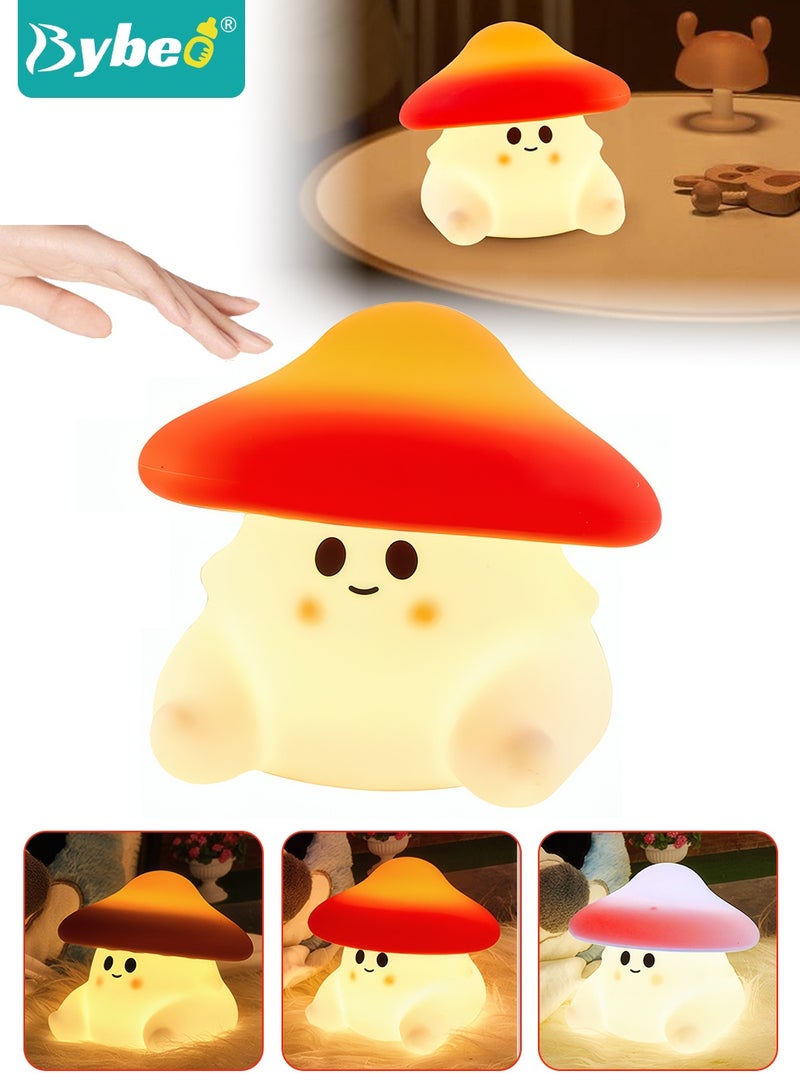 بيبو مصباح ليلي يعمل باللمس، مصباح بجانب سرير الأطفال، مصباح لغرفة الأطفال، مصباح رضاعة مع 3 أوضاع إضاءة، مصباح مكتب قابل للتعتيم للعناية بالعين لغرفة النوم والحمام، مؤقت، مصباح ليلي على شكل فطر قابل لإعادة الشحن عبر USB - Image 1