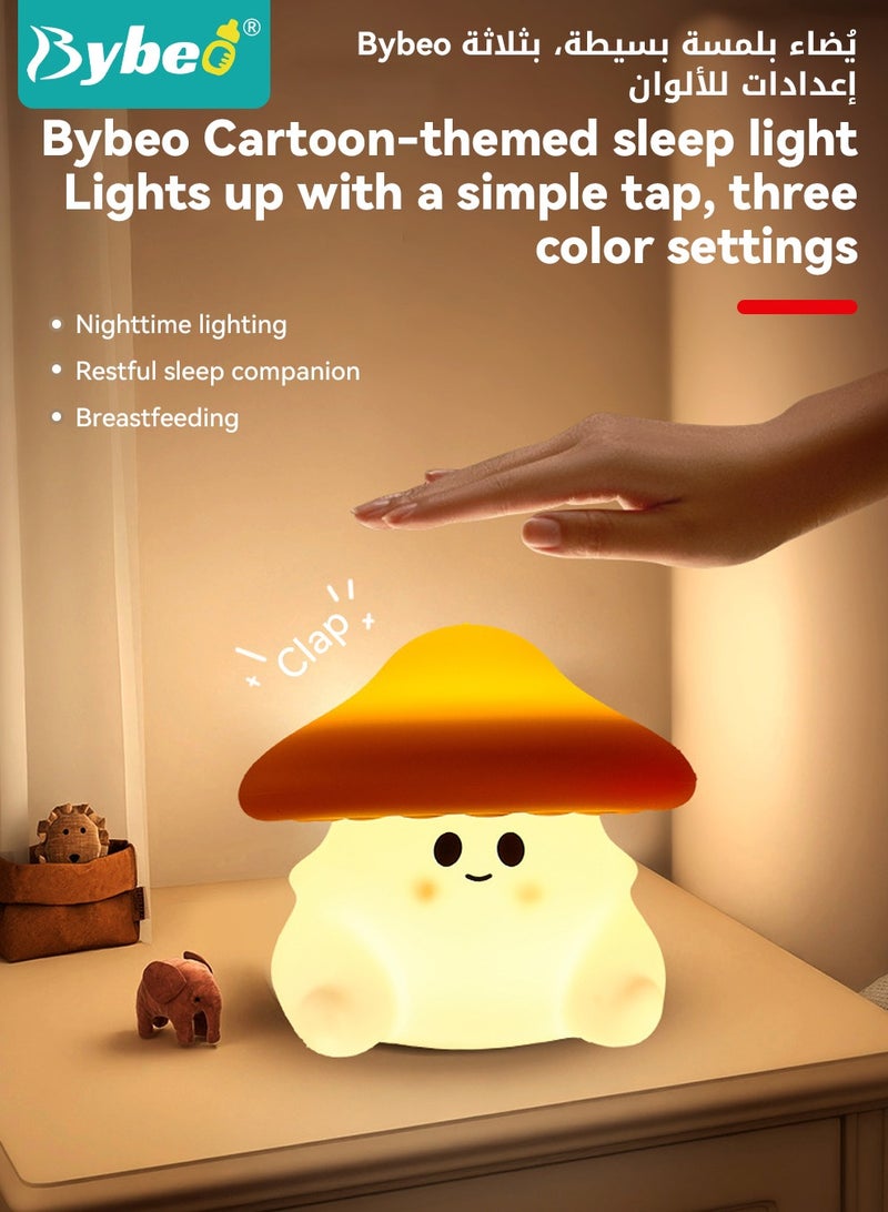 بيبو مصباح ليلي يعمل باللمس، مصباح بجانب سرير الأطفال، مصباح لغرفة الأطفال، مصباح رضاعة مع 3 أوضاع إضاءة، مصباح مكتب قابل للتعتيم للعناية بالعين لغرفة النوم والحمام، مؤقت، مصباح ليلي على شكل فطر قابل لإعادة الشحن عبر USB - Image 2