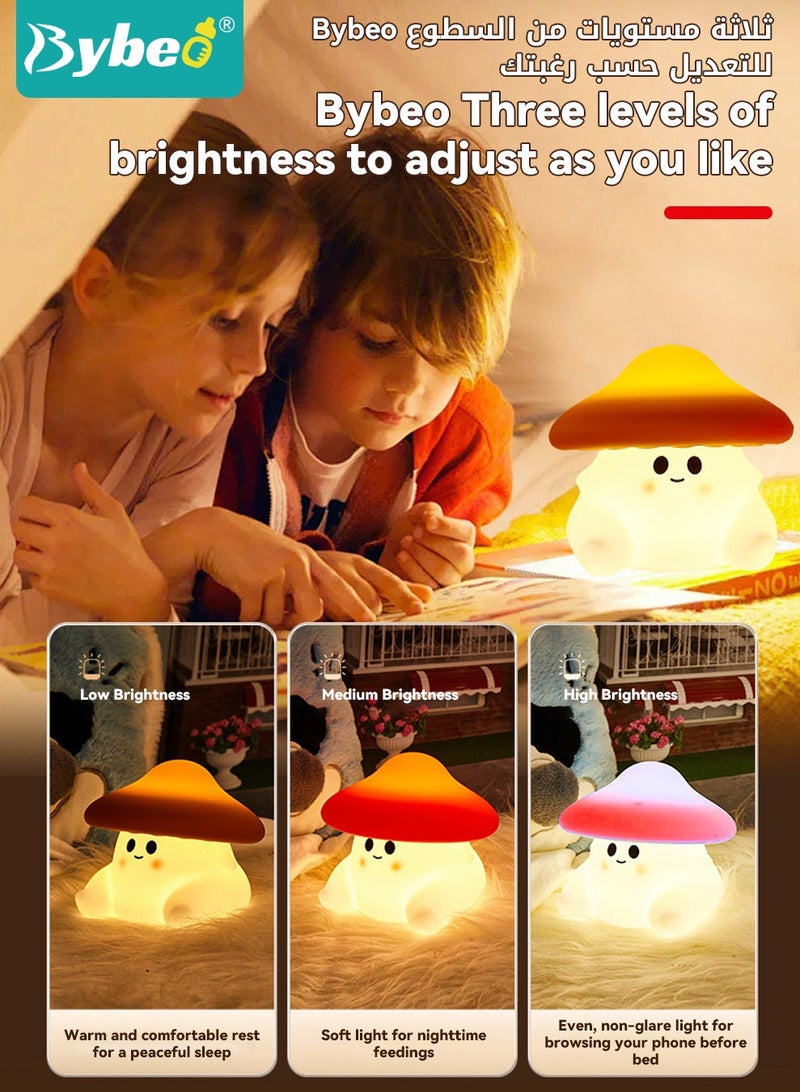 بيبو مصباح ليلي يعمل باللمس، مصباح بجانب سرير الأطفال، مصباح لغرفة الأطفال، مصباح رضاعة مع 3 أوضاع إضاءة، مصباح مكتب قابل للتعتيم للعناية بالعين لغرفة النوم والحمام، مؤقت، مصباح ليلي على شكل فطر قابل لإعادة الشحن عبر USB - Image 4