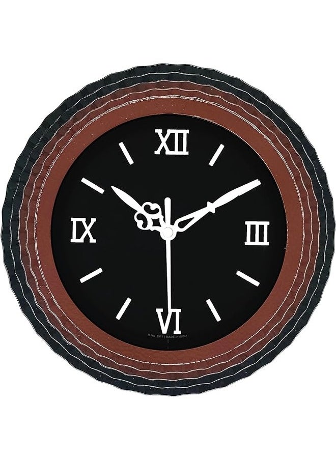 Casa Ricca Elegant Small Round Analog Wall Clock - Simple Home Decor Clocks (Brown & Black - KC12)  - Image 1